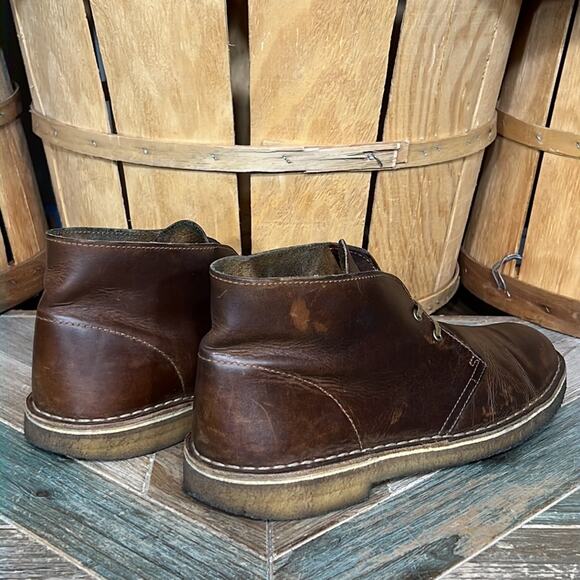 Clarks Originals Beeswax Brown Leather Crepe Sole Desert Chukka Boots Men Size 9 - Picture 5 of 11